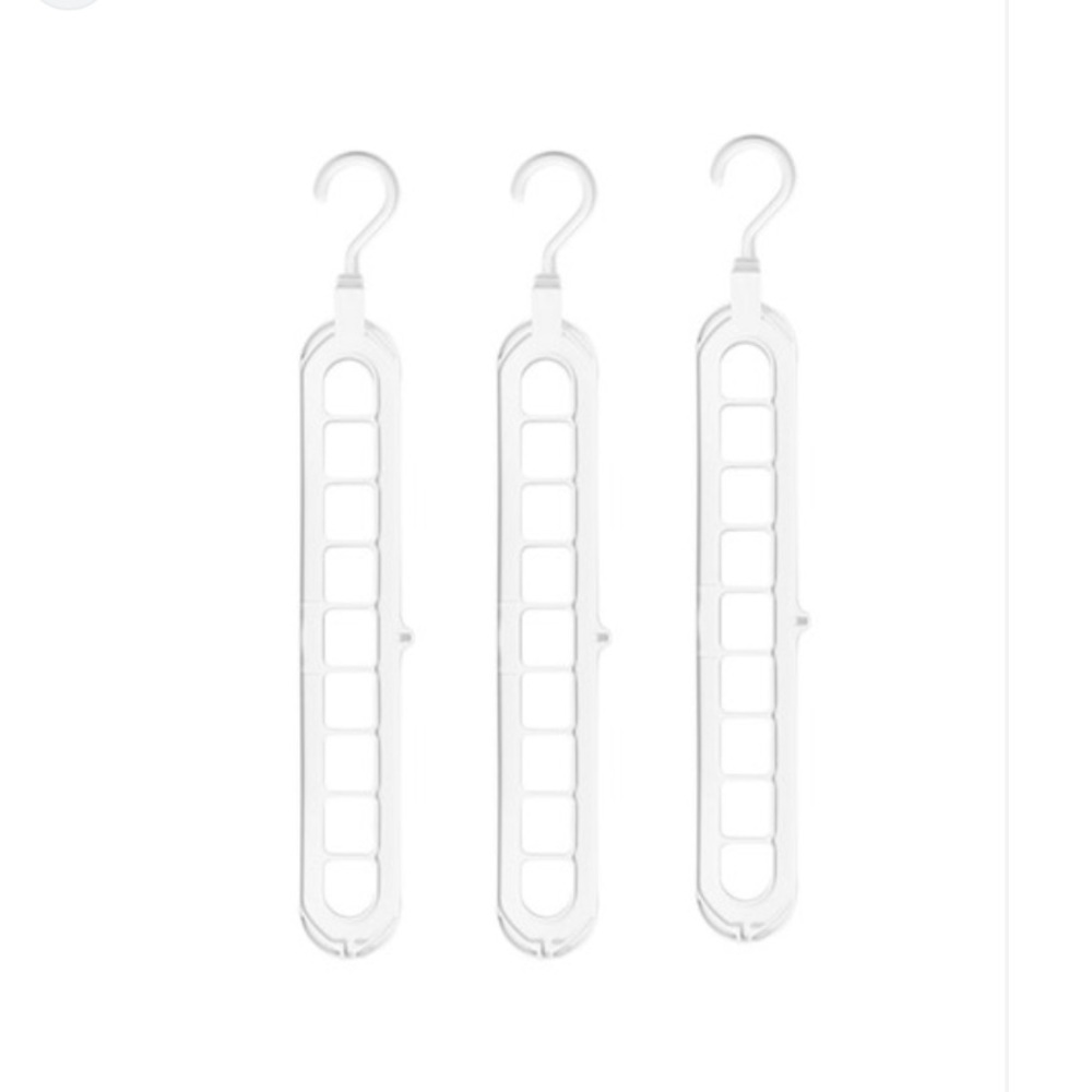 Space Saving Clothing Hanger Racks 9 ports Set of 3 white